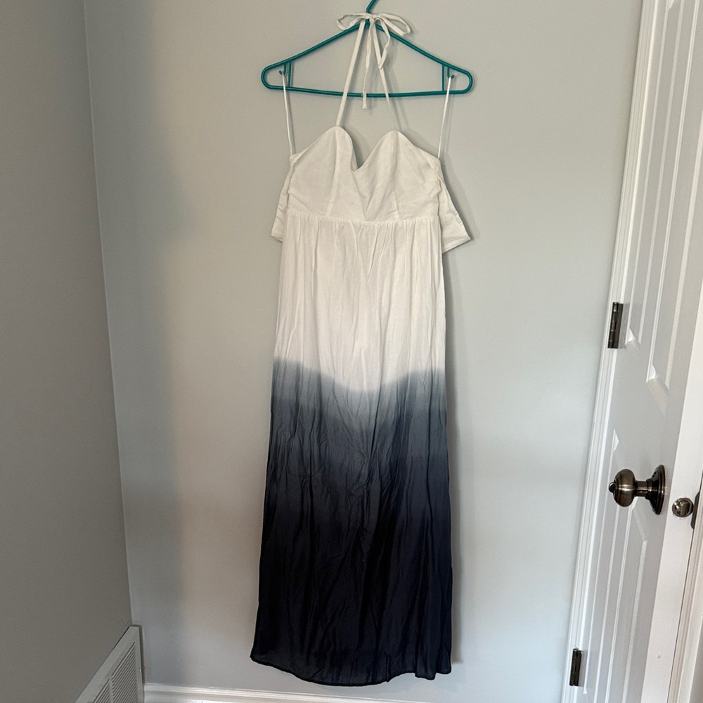 ASOS Petite halter White and Black Ombre Dress